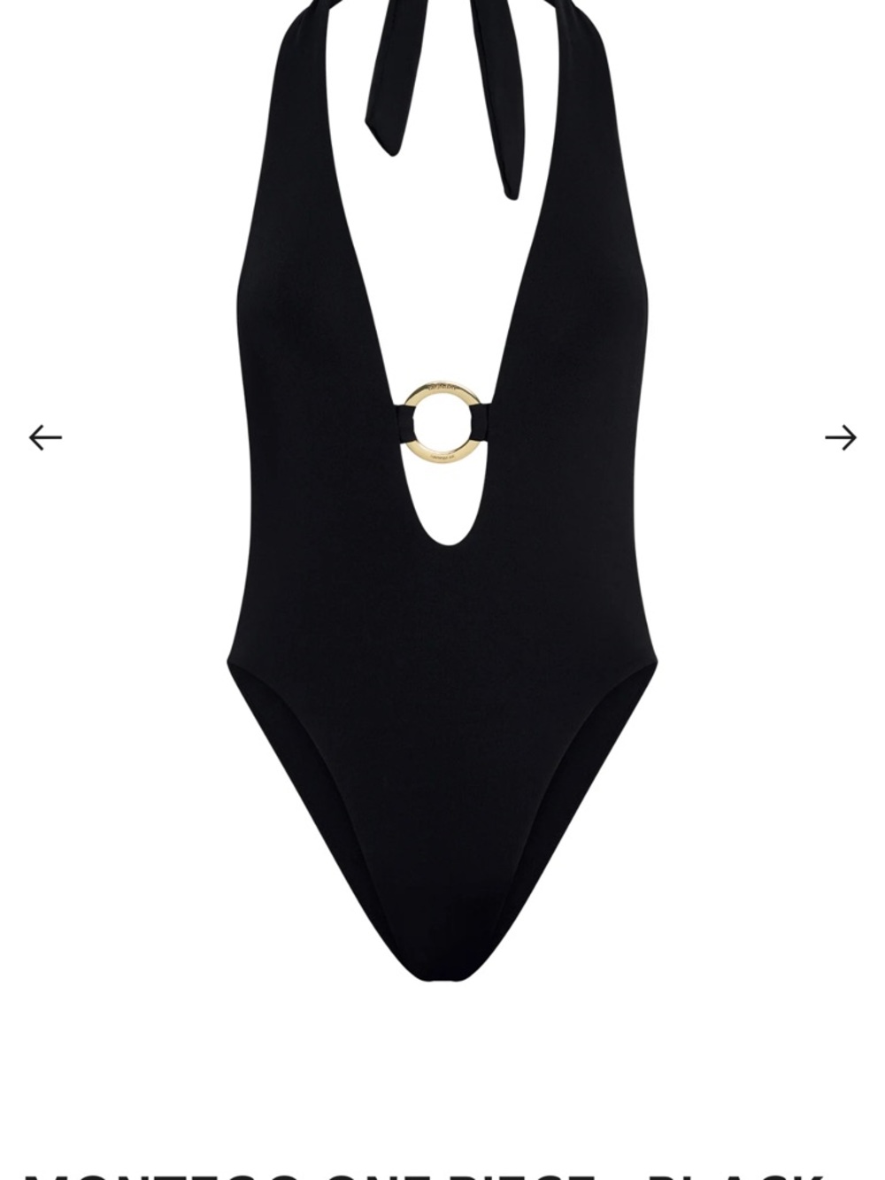 Monday Swimwear Montego Black Halter One-Piece with Gold Ring